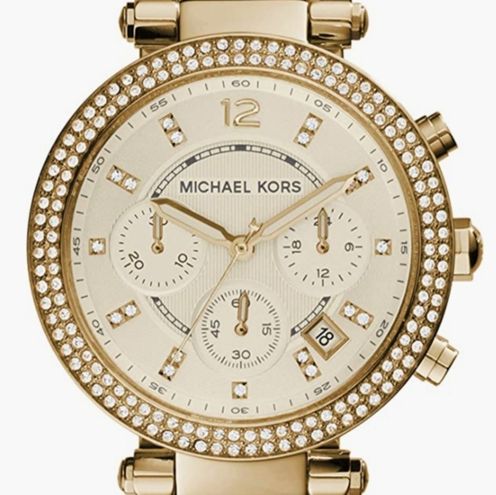 Michael Kors Parker Gold Stainless Steel watch with Glitz Accent